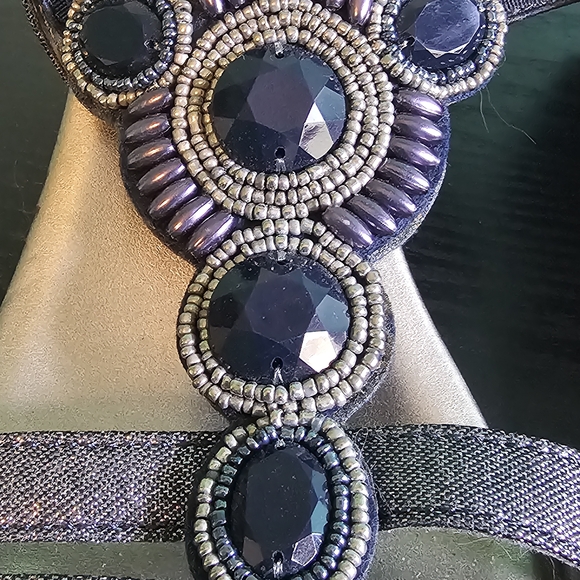 Bandolino Navy Blue Shimmery Jewel Embellishment Strappy Sandals Size 7.5 - Picture 3 of 9